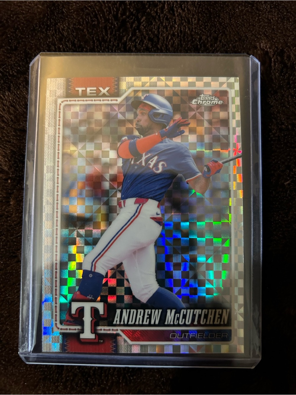 Topps Chrome Andrew McCutchen Texas Rangers Card - Blue/White/Red